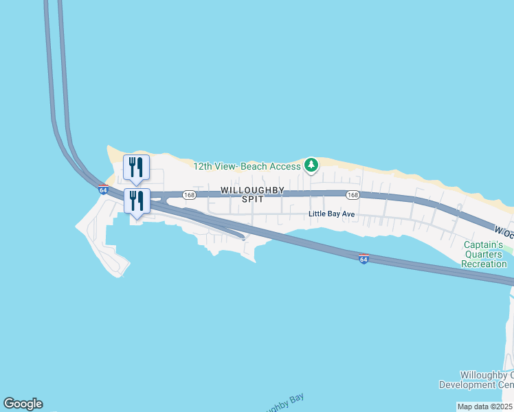 map of restaurants, bars, coffee shops, grocery stores, and more near 9652 13th View Street in Norfolk