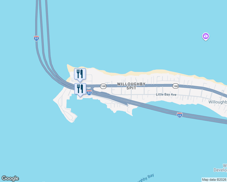 map of restaurants, bars, coffee shops, grocery stores, and more near 1346 Little Bay Avenue in Norfolk