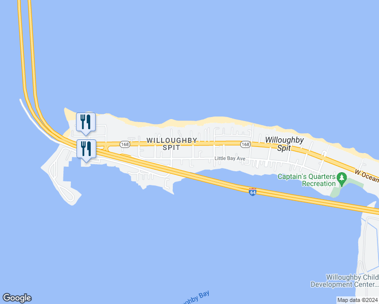 map of restaurants, bars, coffee shops, grocery stores, and more near 9627 Le Clair Street in Norfolk