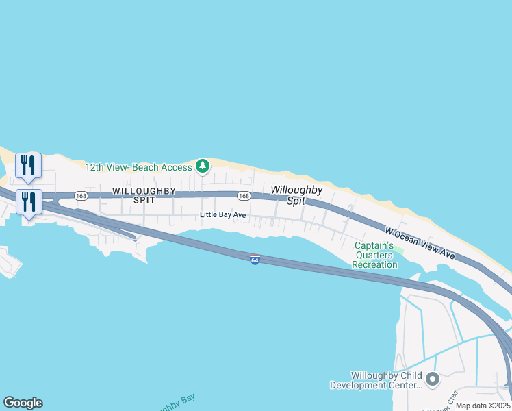 map of restaurants, bars, coffee shops, grocery stores, and more near 1067 Little Bay Avenue in Norfolk