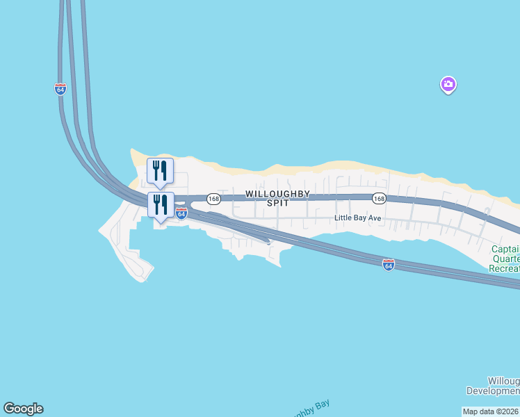 map of restaurants, bars, coffee shops, grocery stores, and more near 1305 Little Bay Avenue in Norfolk