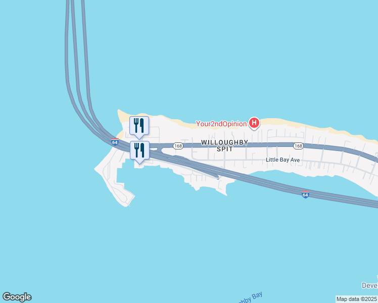 map of restaurants, bars, coffee shops, grocery stores, and more near 1410 Little Bay Avenue in Norfolk