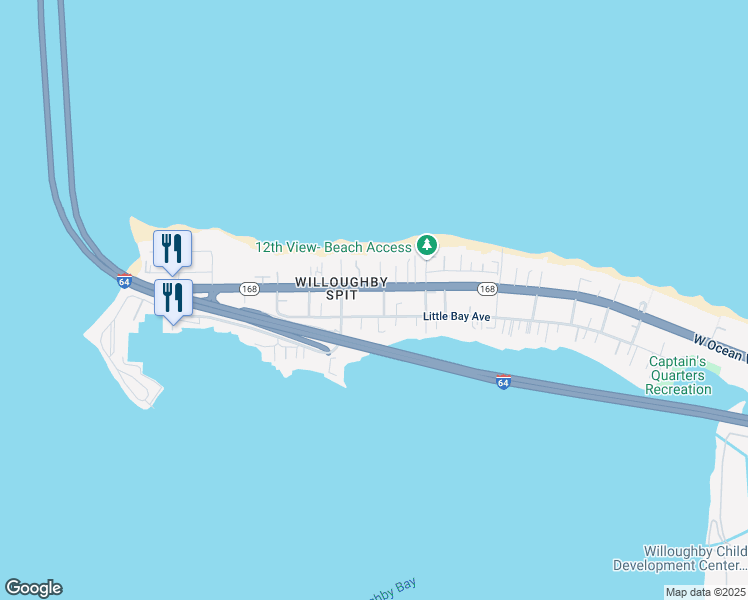 map of restaurants, bars, coffee shops, grocery stores, and more near 1267 Little Bay Avenue in Norfolk