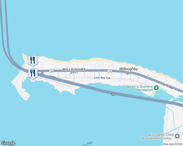 map of restaurants, bars, coffee shops, grocery stores, and more near 1211 West Ocean View Avenue in Norfolk