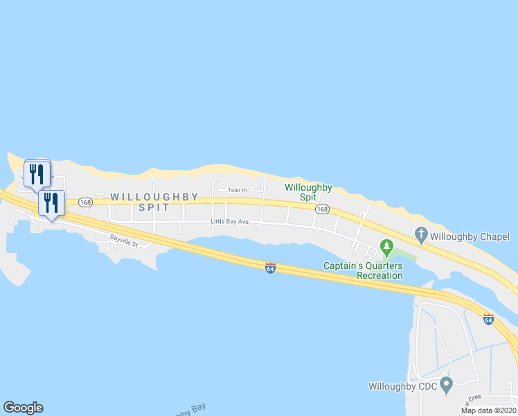 map of restaurants, bars, coffee shops, grocery stores, and more near 1076 West Ocean View Avenue in Norfolk