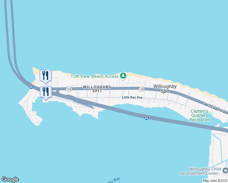 map of restaurants, bars, coffee shops, grocery stores, and more near 1228 West Ocean View Avenue in Norfolk