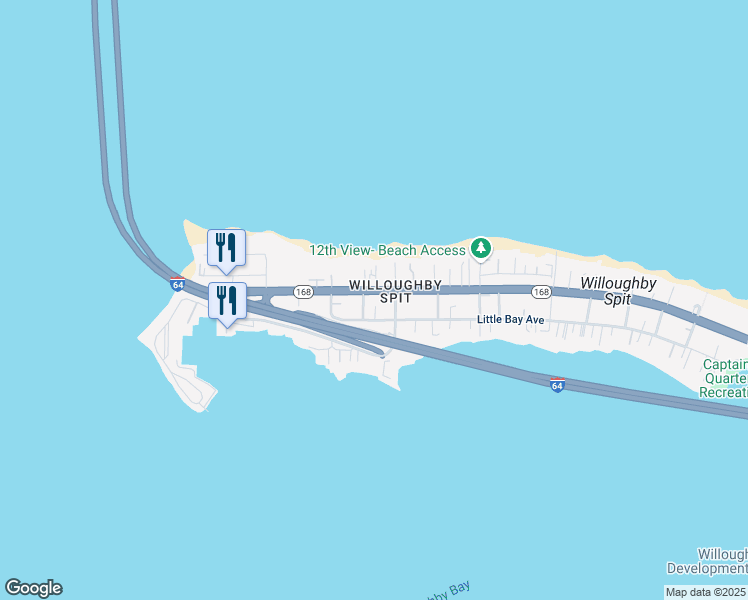 map of restaurants, bars, coffee shops, grocery stores, and more near 1304 West Ocean View Avenue in Norfolk
