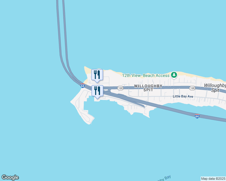 map of restaurants, bars, coffee shops, grocery stores, and more near 1448 West Ocean View Avenue in Norfolk