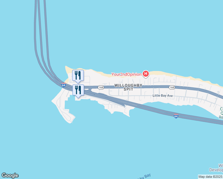 map of restaurants, bars, coffee shops, grocery stores, and more near 1360 West Ocean View Avenue in Norfolk