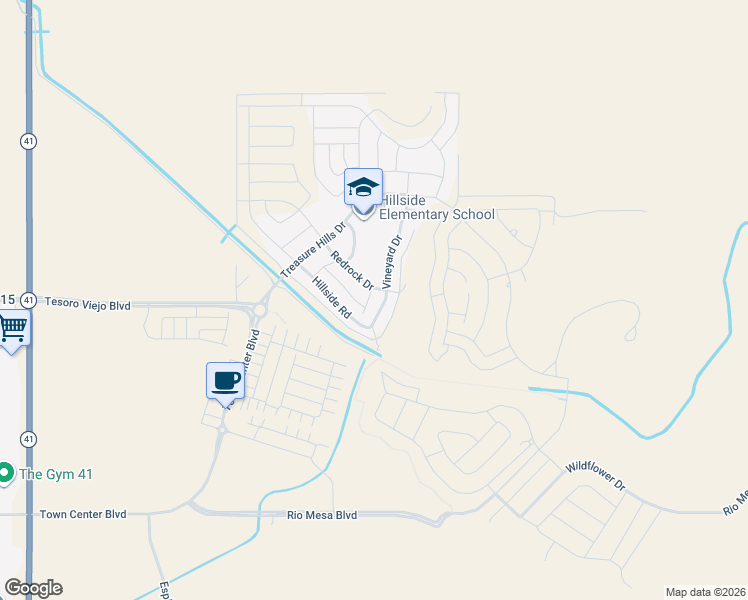 map of restaurants, bars, coffee shops, grocery stores, and more near 4311 San Miguel Road in Madera
