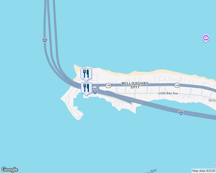 map of restaurants, bars, coffee shops, grocery stores, and more near 1427 West Ocean View Avenue in Norfolk