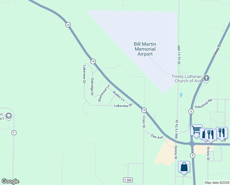map of restaurants, bars, coffee shops, grocery stores, and more near NW 12th Ave in Ava