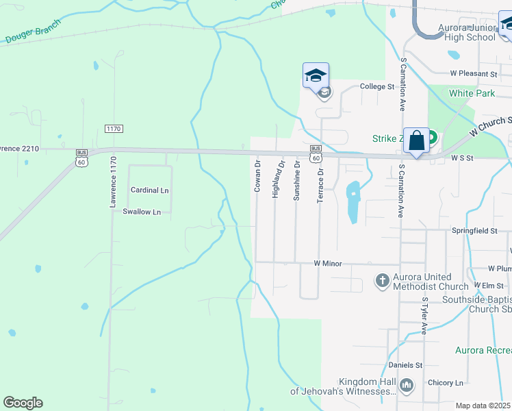 map of restaurants, bars, coffee shops, grocery stores, and more near 600-930 Cowan Dr in Aurora