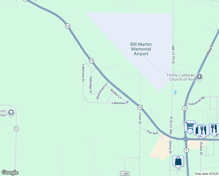 map of restaurants, bars, coffee shops, grocery stores, and more near NW 12th Ave in Ava