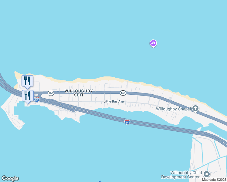 map of restaurants, bars, coffee shops, grocery stores, and more near 1120 West Ocean View Avenue in Norfolk