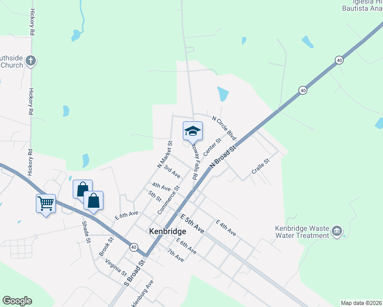 map of restaurants, bars, coffee shops, grocery stores, and more near 200-202 Nottoway Falls Road in Kenbridge