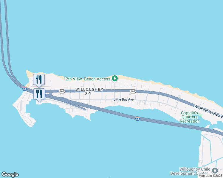 map of restaurants, bars, coffee shops, grocery stores, and more near 1218 West Ocean View Avenue in Norfolk