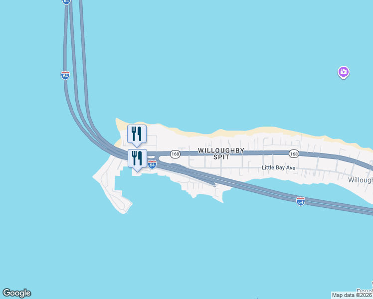 map of restaurants, bars, coffee shops, grocery stores, and more near 1414 West Ocean View Avenue in Norfolk