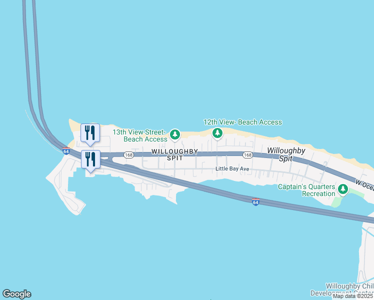 map of restaurants, bars, coffee shops, grocery stores, and more near 1270 West Ocean View Avenue in Norfolk