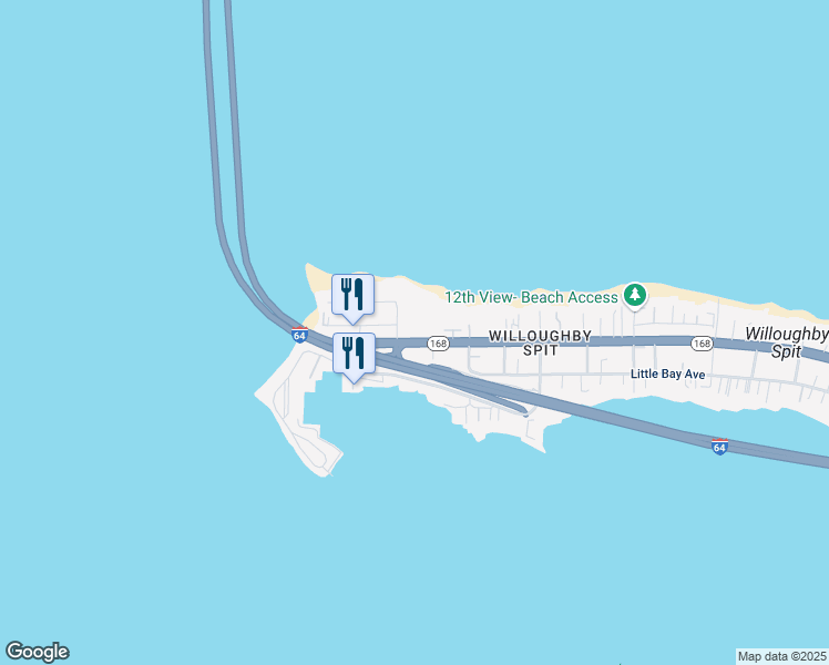 map of restaurants, bars, coffee shops, grocery stores, and more near 1448 W Ocean View Ave in Norfolk