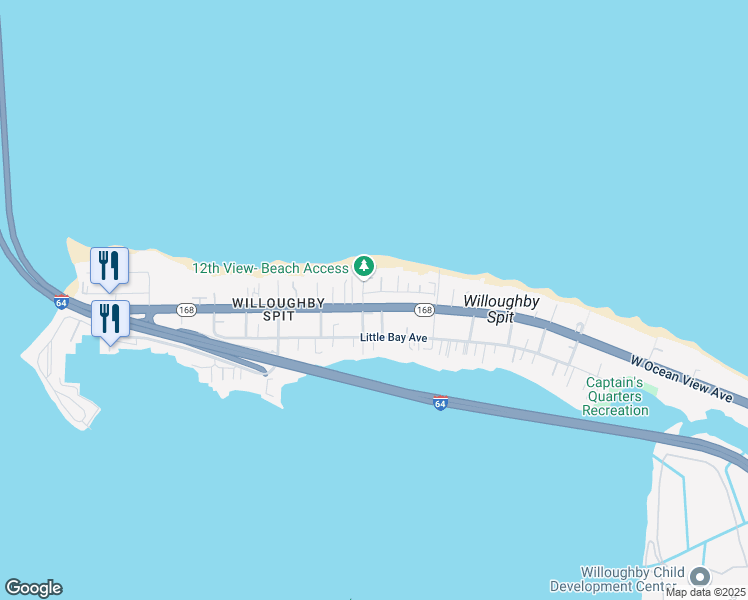 map of restaurants, bars, coffee shops, grocery stores, and more near 1160 West Ocean View Avenue in Norfolk