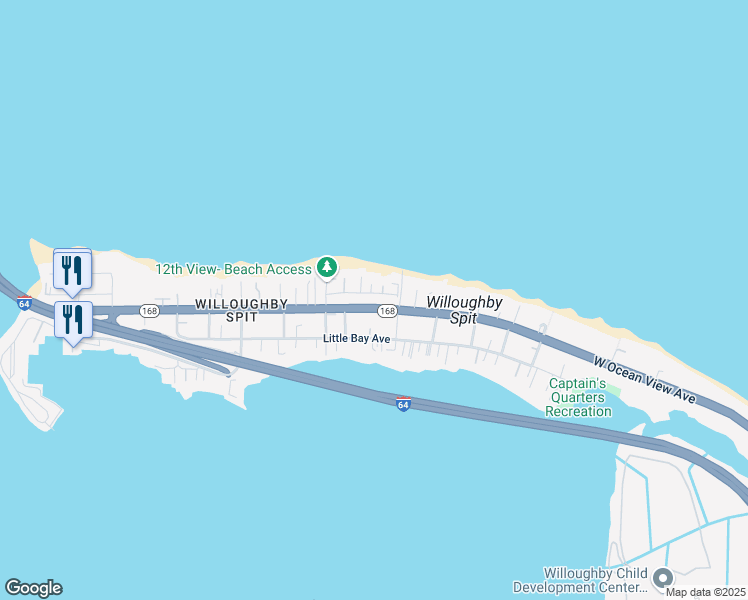 map of restaurants, bars, coffee shops, grocery stores, and more near 1120 West Ocean View Avenue in Norfolk