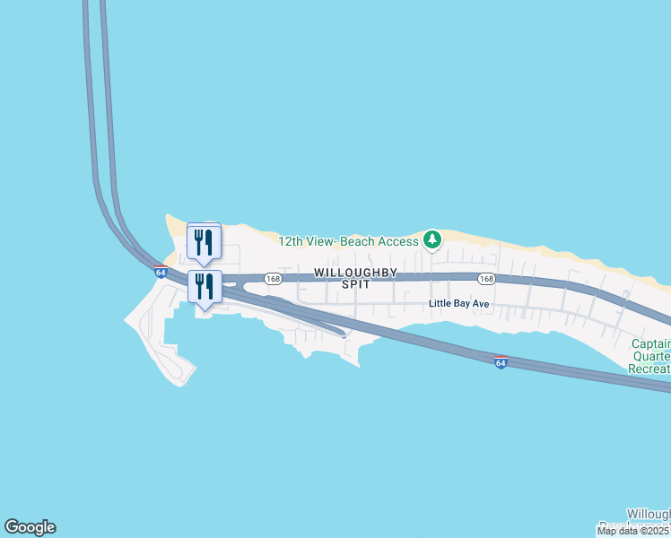 map of restaurants, bars, coffee shops, grocery stores, and more near 1304 West Ocean View Avenue in Norfolk