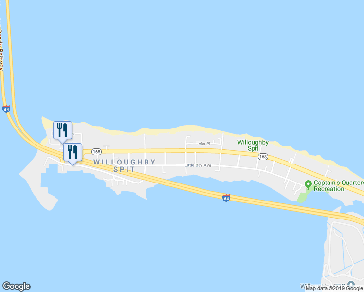 map of restaurants, bars, coffee shops, grocery stores, and more near 1228 West Ocean View Avenue in Norfolk