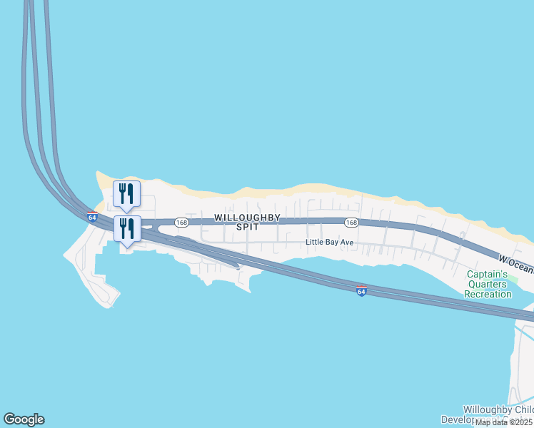 map of restaurants, bars, coffee shops, grocery stores, and more near 1270 West Ocean View Avenue in Norfolk