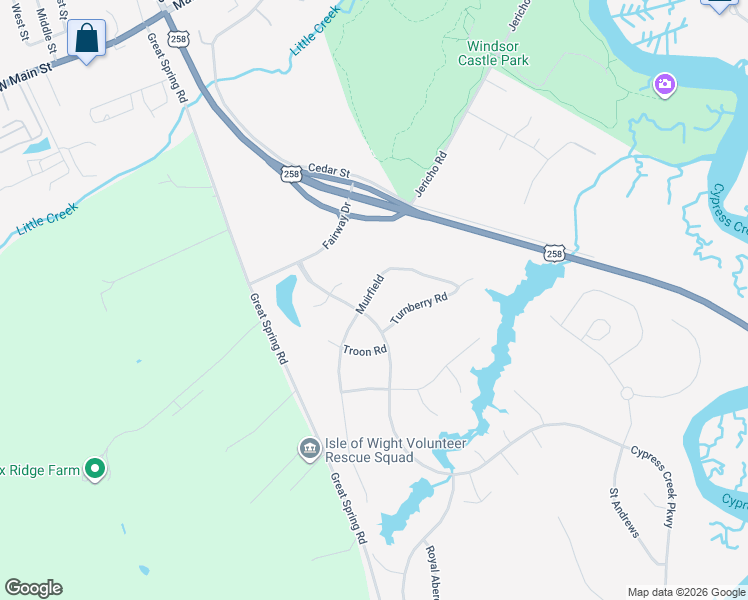 map of restaurants, bars, coffee shops, grocery stores, and more near 115 Muirfield in Smithfield