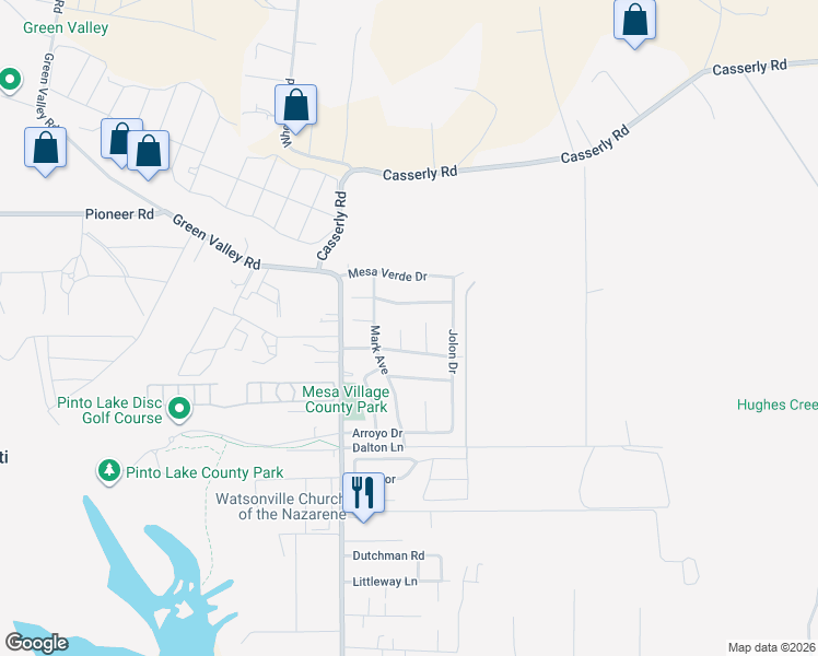 map of restaurants, bars, coffee shops, grocery stores, and more near 136 Lester Court in Watsonville
