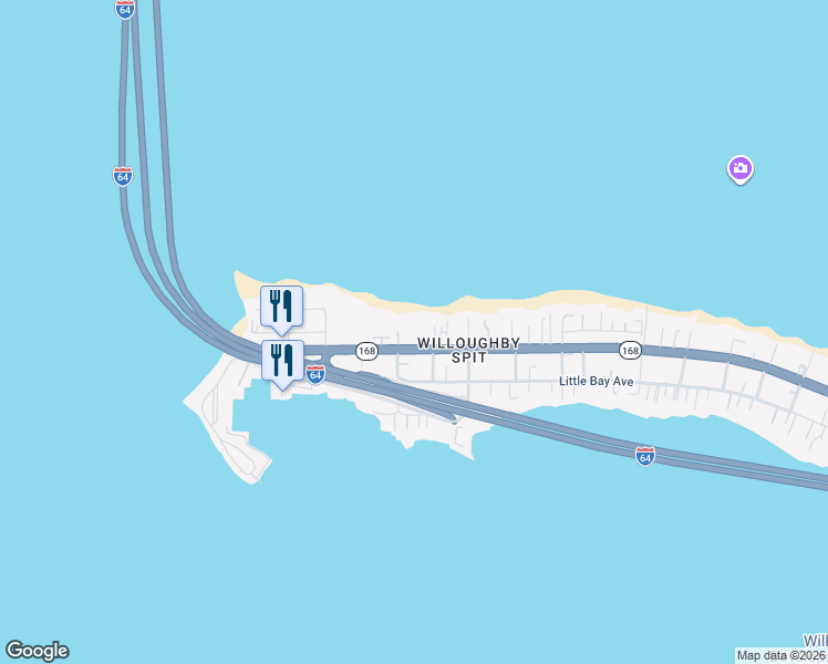 map of restaurants, bars, coffee shops, grocery stores, and more near 1360 West Ocean View Avenue in Norfolk
