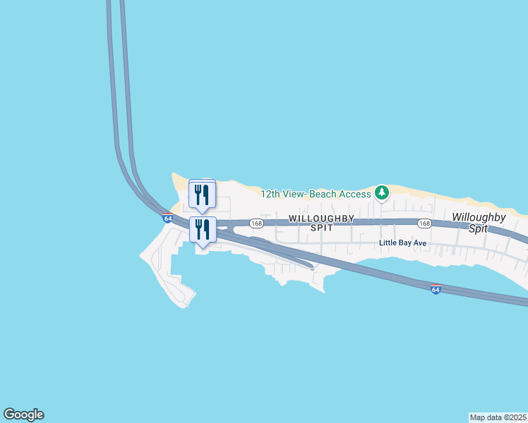 map of restaurants, bars, coffee shops, grocery stores, and more near 1414 W Ocean View Ave in Norfolk