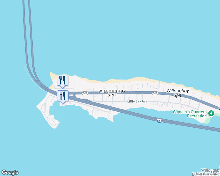 map of restaurants, bars, coffee shops, grocery stores, and more near 1304 West Ocean View Avenue in Norfolk
