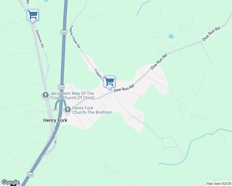 map of restaurants, bars, coffee shops, grocery stores, and more near 383-499 Doe Run Rd in Rocky Mt