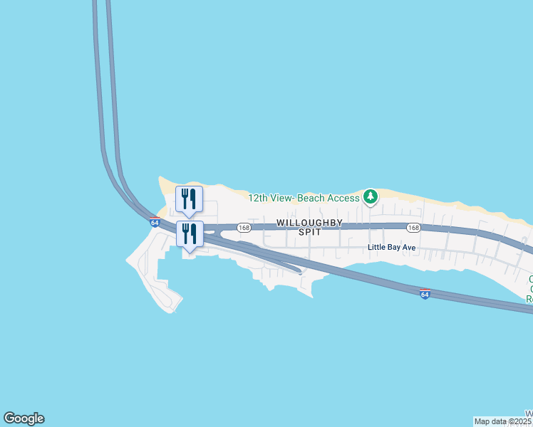 map of restaurants, bars, coffee shops, grocery stores, and more near 1382 West Ocean View Avenue in Norfolk