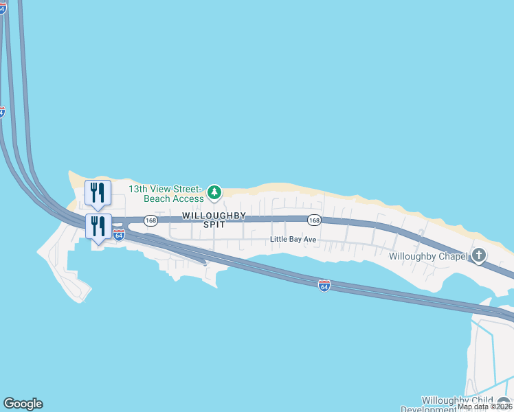 map of restaurants, bars, coffee shops, grocery stores, and more near 1226 West Ocean View Avenue in Norfolk