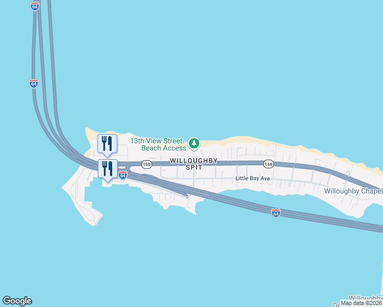 map of restaurants, bars, coffee shops, grocery stores, and more near 1304 West Ocean View Avenue in Norfolk