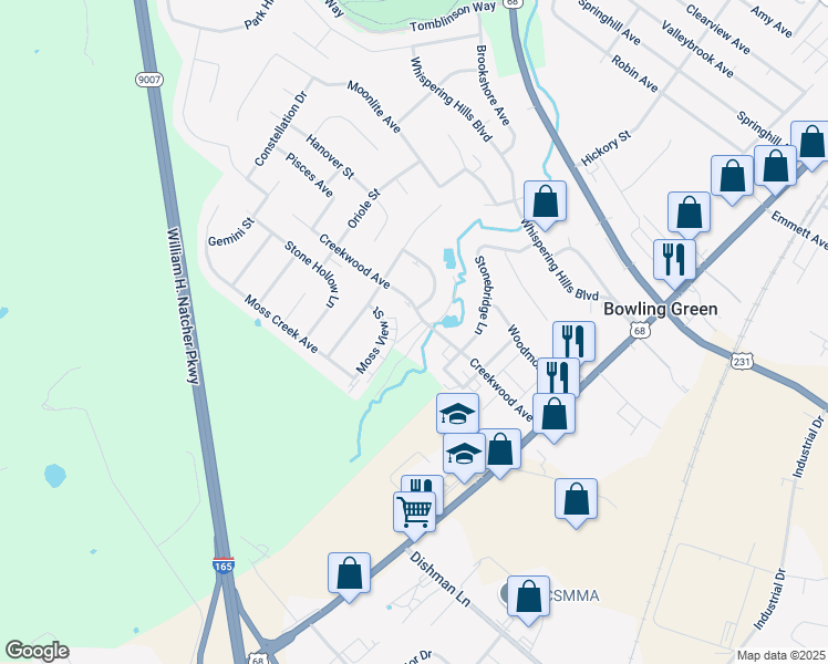 map of restaurants, bars, coffee shops, grocery stores, and more near 146 Westwood Circle in Bowling Green