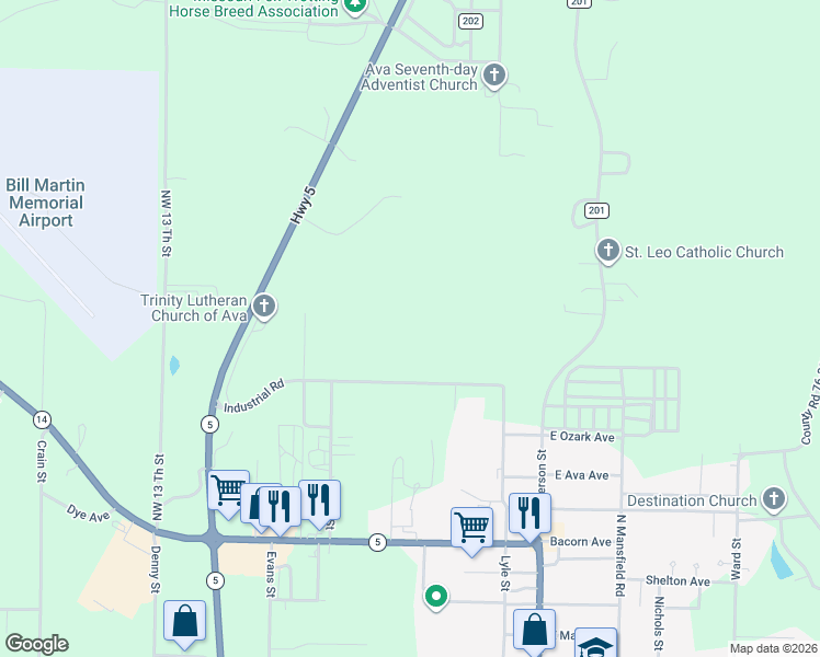 map of restaurants, bars, coffee shops, grocery stores, and more near in Ava