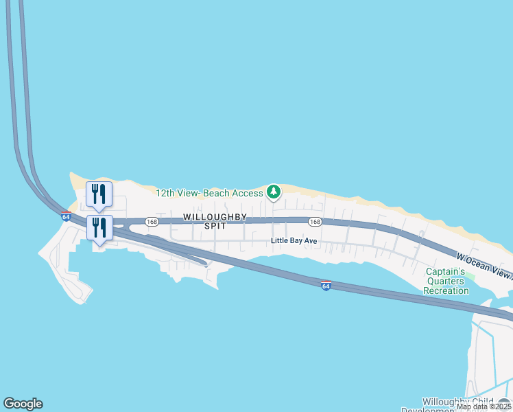map of restaurants, bars, coffee shops, grocery stores, and more near 1228 West Ocean View Avenue in Norfolk