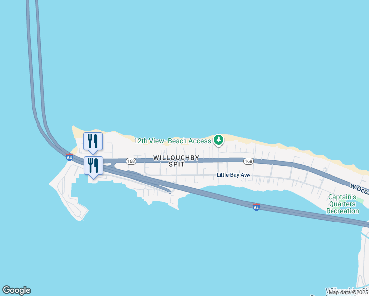 map of restaurants, bars, coffee shops, grocery stores, and more near 1270 West Ocean View Avenue in Norfolk