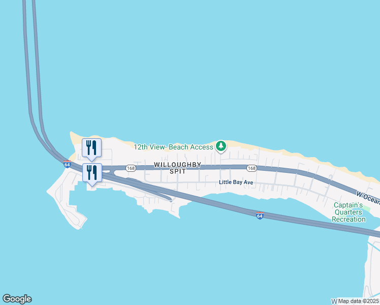 map of restaurants, bars, coffee shops, grocery stores, and more near 1272 West Ocean View Avenue in Norfolk