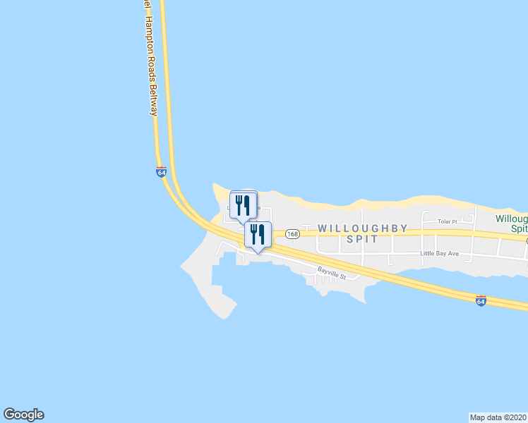 map of restaurants, bars, coffee shops, grocery stores, and more near 1507 Lea View Avenue in Norfolk