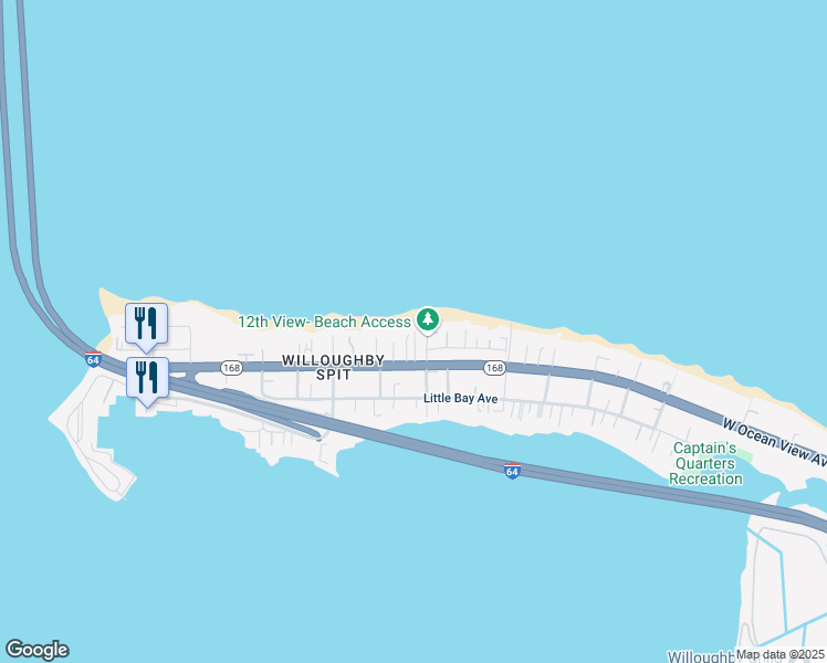 map of restaurants, bars, coffee shops, grocery stores, and more near 1228 West Ocean View Avenue in Norfolk