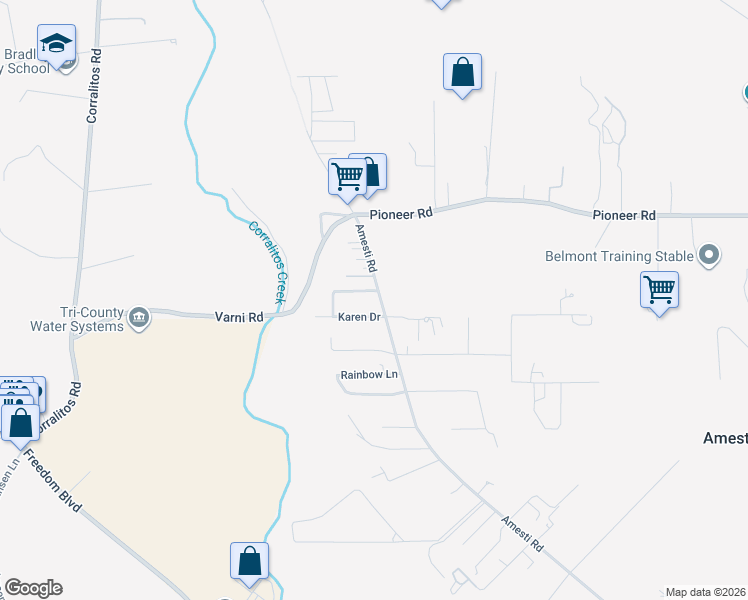 map of restaurants, bars, coffee shops, grocery stores, and more near 861 Amesti Road in Watsonville