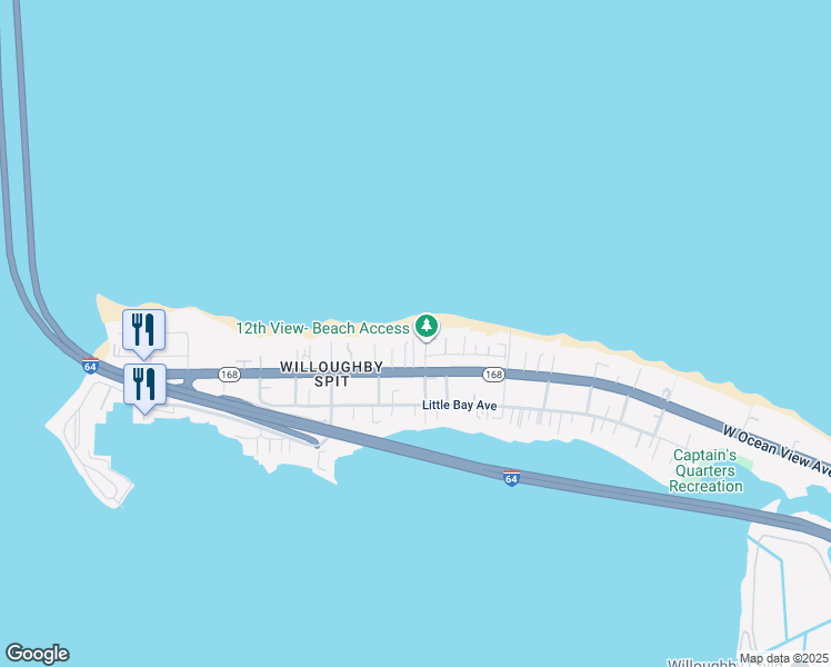 map of restaurants, bars, coffee shops, grocery stores, and more near 1206 West Ocean View Avenue in Norfolk