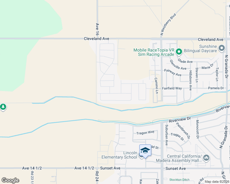 map of restaurants, bars, coffee shops, grocery stores, and more near 3567 Rocky Bottom Street in Madera