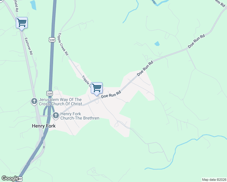 map of restaurants, bars, coffee shops, grocery stores, and more near 575 Doe Run Road in Rocky Mount