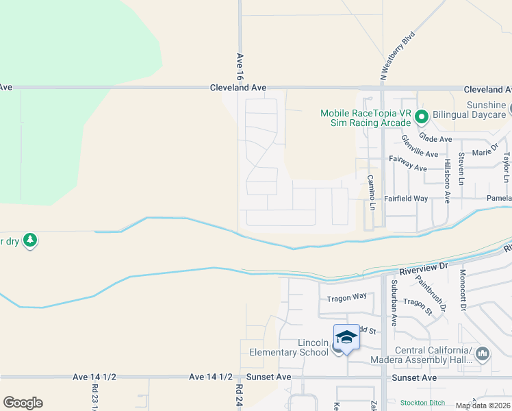 map of restaurants, bars, coffee shops, grocery stores, and more near 3567 Rocky Bottom Street in Madera